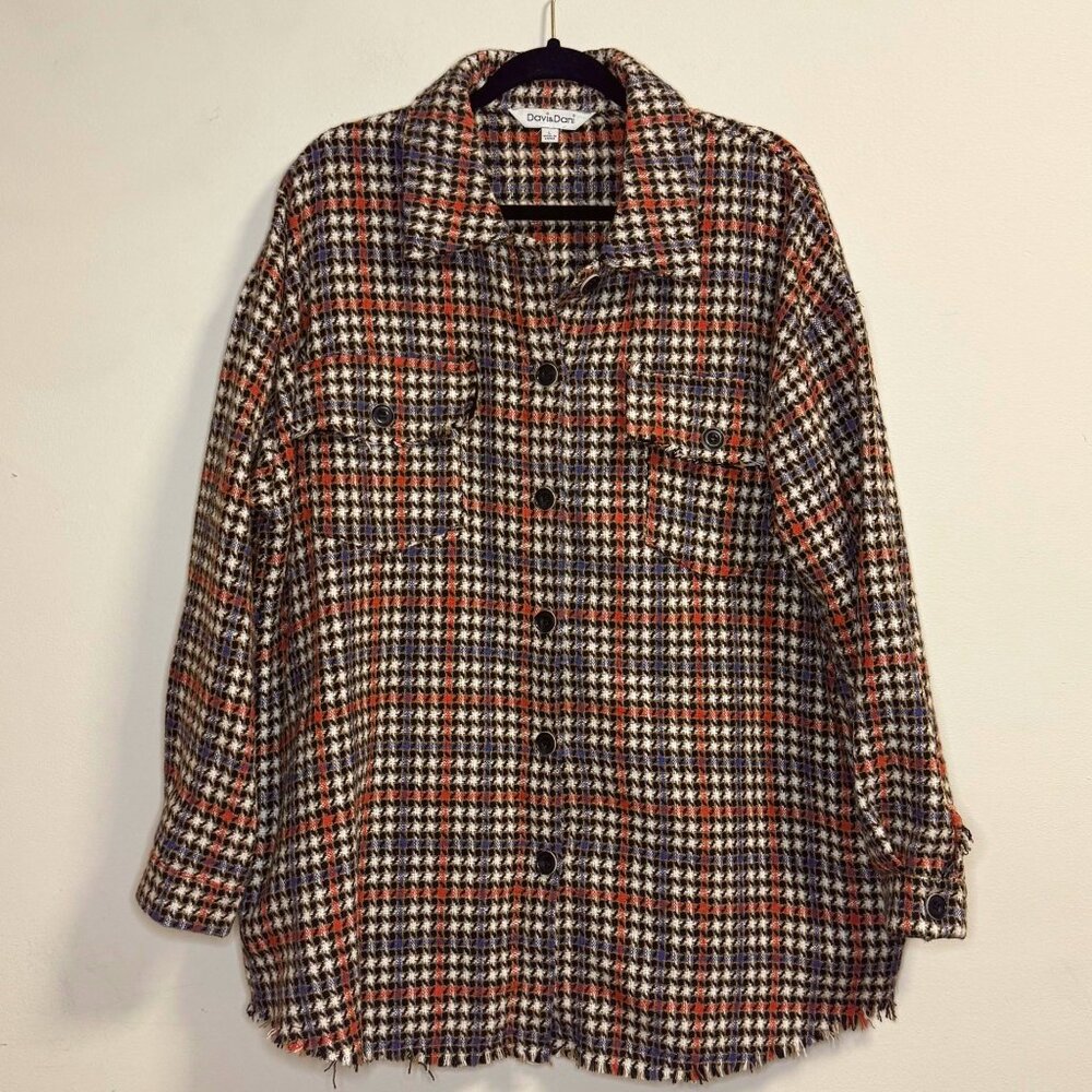 Davi&Dani Women's Size Large Oversized Plaid Butt… - image 1